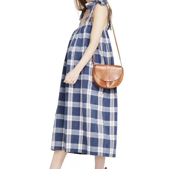 Maternity HATCH Collection The Alexia Dress in Blueberry Plaid size 1 - Picture 2 of 6